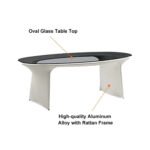 Modero Outdoor Patio Seating Set 6 Chairs and 1 Table Set (Tan + White) - Image 6