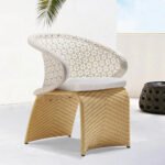 Homela Outdoor Patio Seating Set 4 Chairs and 1 Table Set (Tan + White) - Image 4