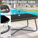 Castolo Outdoor Garden Balcony Sofa Set 3 Seater, 2 Single Seater 1 Ottoman and 1 Center Table Set Braid & Rope (Grey) - Image 4