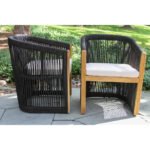 Issoro Outdoor Garden Patio Dining Set 4 Chairs and 1 Table Set (Black) Braided & Rope - Image 3