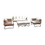 Kuub Outdoor Sofa Set 3 Seater, 2 Single seater,2 Ottoman(Tan) - Image 4