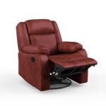 Avalon Rocking & Rotating Crimson Red Single Seater Suede Fabric Recliner - Image 5