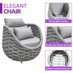 Fiae Outdoor Patio Seating Set 2 Chairs and 1 Table Set (Light Grey) Braided & Rope - Image 4
