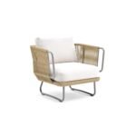 Elix Outdoor Sofa Set 2 Seater, 2 Single seater and 1 Center Table with ottoman (Tan) Braided & Rope - Image 4