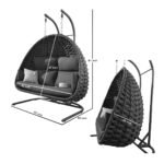 Cloyd Double Seater Hanging Swing With Stand For Balcony, Garden Swing (Grey) Braid & Rope - Image 5