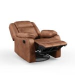 Avalon Rocking & Rotating Desert Orange Single Seater Suede Fabric Recliner - Image 7