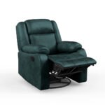 Avalon Rocking & Rotating Midnight Blue Single Seater Suede Fabric Recliner - Image 2