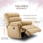 Avalon Posture pro Rocking & Rotating Single Seater Premium Leatherette Recliner, Beige, Motorized - Image 3