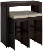 Capone Outdoor Patio Bar Sets 4 Stools and 1 Table (Dark Brown) - Image 4