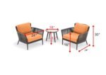 Tito Outdoor Patio Seating Set 2 Chairs and 1 Table Set (ORANGE) Braided & Rope - Image 4