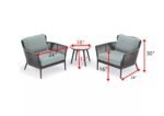 Conti Outdoor Patio Seating Set 2 Chairs and 1 Table Set (Grey) Braided & Rope - Image 4