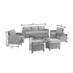 Bien Outdoor Garden Balcony Sofa Set 3 Seater, 2 Single seater, 2 Ottoman and 1 Center Table Conversation Set (Grey) - Image 4