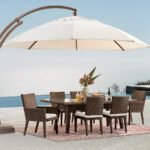 Noelia Outdoor Patio Dining Set 6 Chairs and 1 Table (Dark Brown) - Image 2