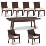 Noelia Outdoor Patio Dining Set 6 Chairs and 1 Table (Dark Brown) - Image 4