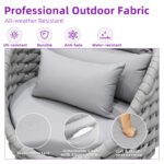 Fiae Outdoor Patio Seating Set 2 Chairs and 1 Table Set (Light Grey) Braided & Rope - Image 5