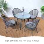 Votion Outdoor Patio Seating Set 4 Chairs and 1 Table Set (Grey) - Image 6