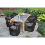 Xini Outdoor Patio Seating Set 6 Chairs and 1 Table Set (Black + Grey) - Image 3