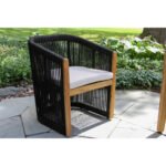 Issoro Outdoor Garden Patio Dining Set 4 Chairs and 1 Table Set (Black) Braided & Rope - Image 5