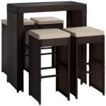 Capone Outdoor Patio Bar Sets 4 Stools and 1 Table (Dark Brown) - Image 2