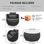 Outlee Outdoor Patio Seating Set 2 Chairs and 1 Table Set (Dark Grey) Braided & Rope - Image 7