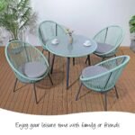 Piel Outdoor Patio Seating Set 4 Chairs and 1 Table Set (Turquoise) - Image 6