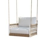 Ulek Single Seater Hanging Swing Without Stand For Balcony , Garden Swing (White + Tan) Braided & Rope - Image 3