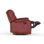 Avalon Rocking & Rotating Crimson Red Single Seater Suede Fabric Recliner - Image 8