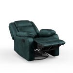 Avalon Rocking & Rotating Midnight Blue Single Seater Suede Fabric Recliner - Image 7