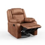 Avalon Rocking & Rotating Desert Orange Single Seater Suede Fabric Recliner - Image 5