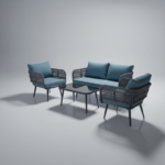 Polari Outdoor Garden Balcony Sofa Set 2 Seater , 2 Single Seater 1 Center Table Set (Grey) Braided and Rope - Image 9