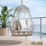 Vegan Single Seater Hanging Swing Without Stand For Balcony (Natural Brown) Braided & Rope
