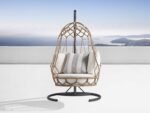 Fiona Single Seater Hanging Swing With Stand For Balcony , Garden (Natural Brown) Braided & Rope