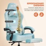 Drogo AeroX Gaming Chair with Luxurious Suede Fabric, Armrest, Neck & Lumbar Pillow - Image 4