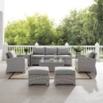 Bien Outdoor Garden Balcony Sofa Set 3 Seater, 2 Single seater, 2 Ottoman and 1 Center Table Conversation Set (Grey) - Image 2