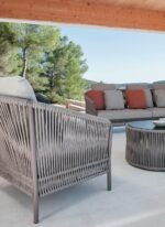 Madaki Outdoor Garden Balcony Sofa Set 3 Seater , 2 Single Seater and 1 Center Table & 1 Side Table Set, Braid & Rope (Grey) - Image 2