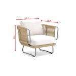 Elix Outdoor Sofa Set 2 Seater, 2 Single seater and 1 Center Table with ottoman (Tan) Braided & Rope - Image 7