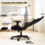 Drogo ProForm Suede Ergonomic Gaming Chair Adjustable Seat & Massager Lumbar Pillow - Image 7