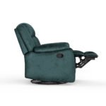 Avalon Rocking & Rotating Midnight Blue Single Seater Suede Fabric Recliner - Image 8