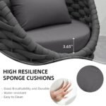 Outlee Outdoor Patio Seating Set 2 Chairs and 1 Table Set (Dark Grey) Braided & Rope - Image 6