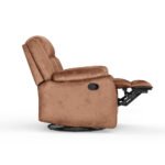 Avalon Rocking & Rotating Desert Orange Single Seater Suede Fabric Recliner - Image 8