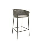 Cerci Outdoor Patio Bar Chair 2 Chairs For Balcony Braided & Rope (Grey) - Image 6