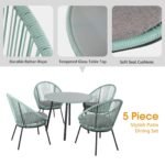 Piel Outdoor Patio Seating Set 4 Chairs and 1 Table Set (Turquoise) - Image 7
