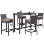 Lomeo Outdoor Patio Bar Sets 4 Chairs and 1 Table (Dark Brown) - Image 10