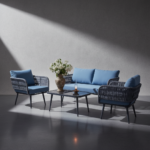 Polari Outdoor Garden Balcony Sofa Set 2 Seater , 2 Single Seater 1 Center Table Set (Grey) Braided and Rope - Image 8