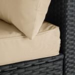 Zullo Outdoor Sofa Set 4 Seater, 2 Single seater and 1 Center Table (Black + Tan) - Image 2