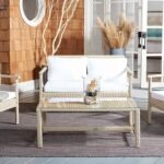 Mesa Outdoor Garden Balcony Sofa Set 2 Seater , 2 Single Seater 1 Center Table Set (Cream)