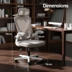 Drogo Ergonomic Office Chair for Work from Home with Breathable Mesh, Flip-up Armrest - Image 26