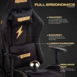 Drogo ProForm Suede Ergonomic Gaming Chair Adjustable Seat & Massager Lumbar Pillow - Image 8