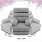 Avalon Posture Pro Rocking & Rotating Single Seater Fabric Recliner, Grey, Motorized - Image 4
