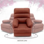 Avalon Posture pro Rocking & Rotating Single Seater Premium Leatherette Recliner, Tan, Motorized - Image 9